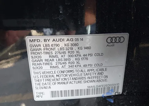 2014 Audi Q7 3.0T Premium z USA, uszkodzony, nr VIN WA1LGAFE2ED020410